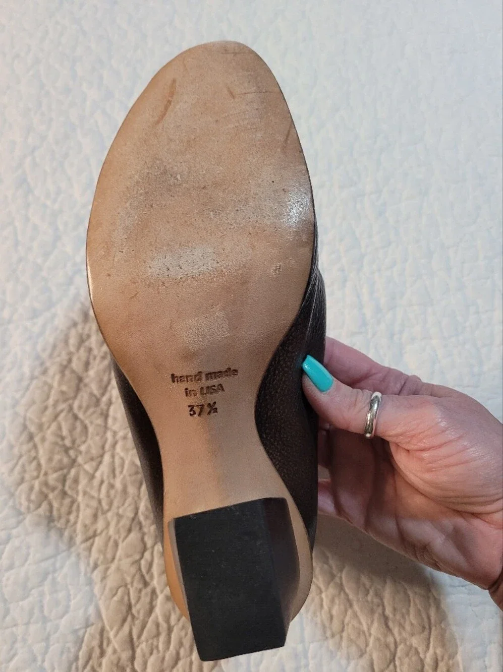 Cydwoq Engage Handmade Vintage Leather Block Heel Zipper Sz US 7.5 EU 37.5